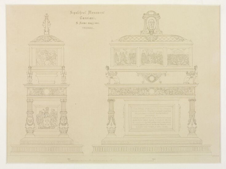 Plan and elevation of the Monument to Hieronymus  Turriani in the Church of S Fermo Maggiore, Verona. top image