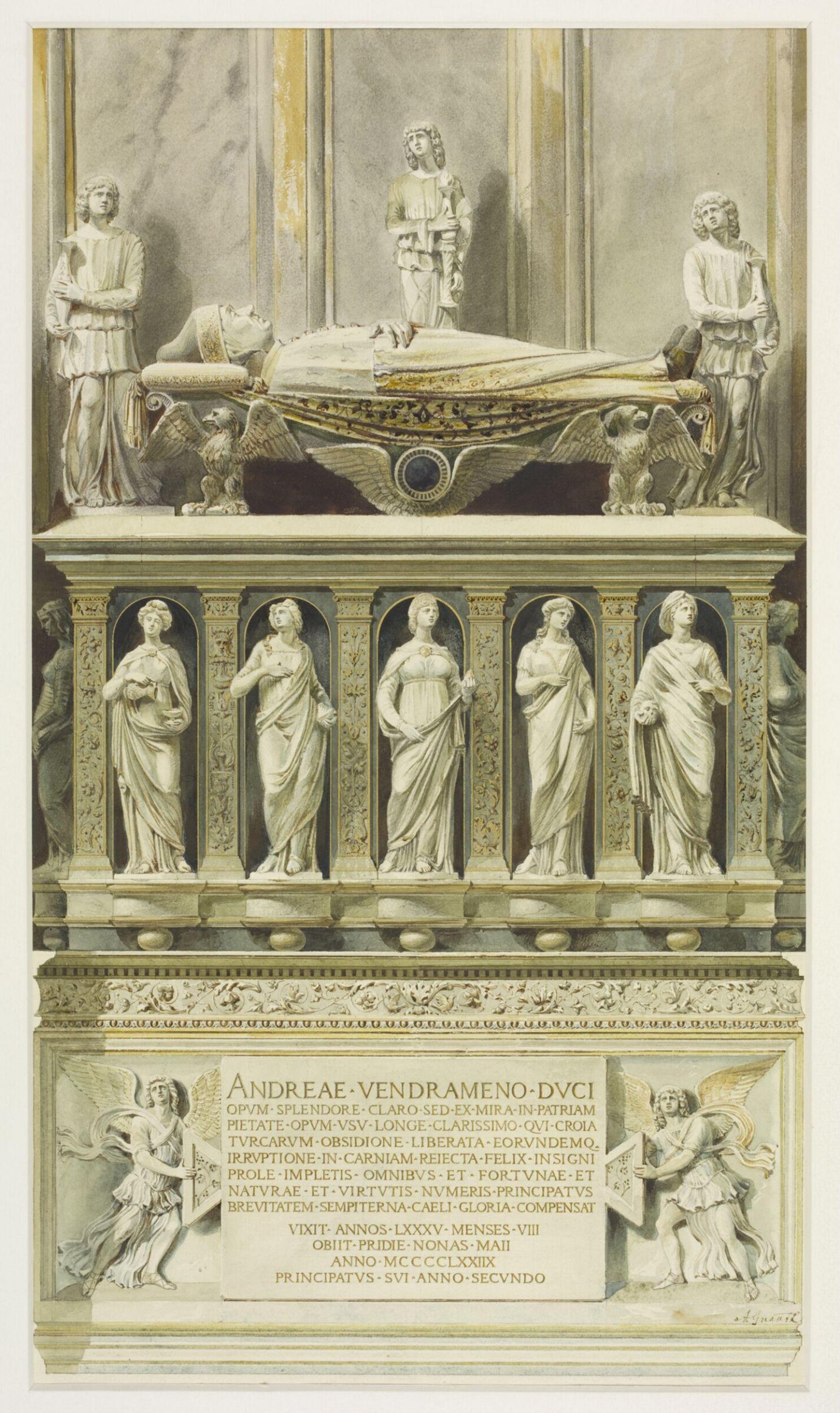 Detail of the Monument to the Doge Andrea Vendramin from the Church of SS Giovanni e Paolo, Venice., Adolf Gnauth, 1860-1884