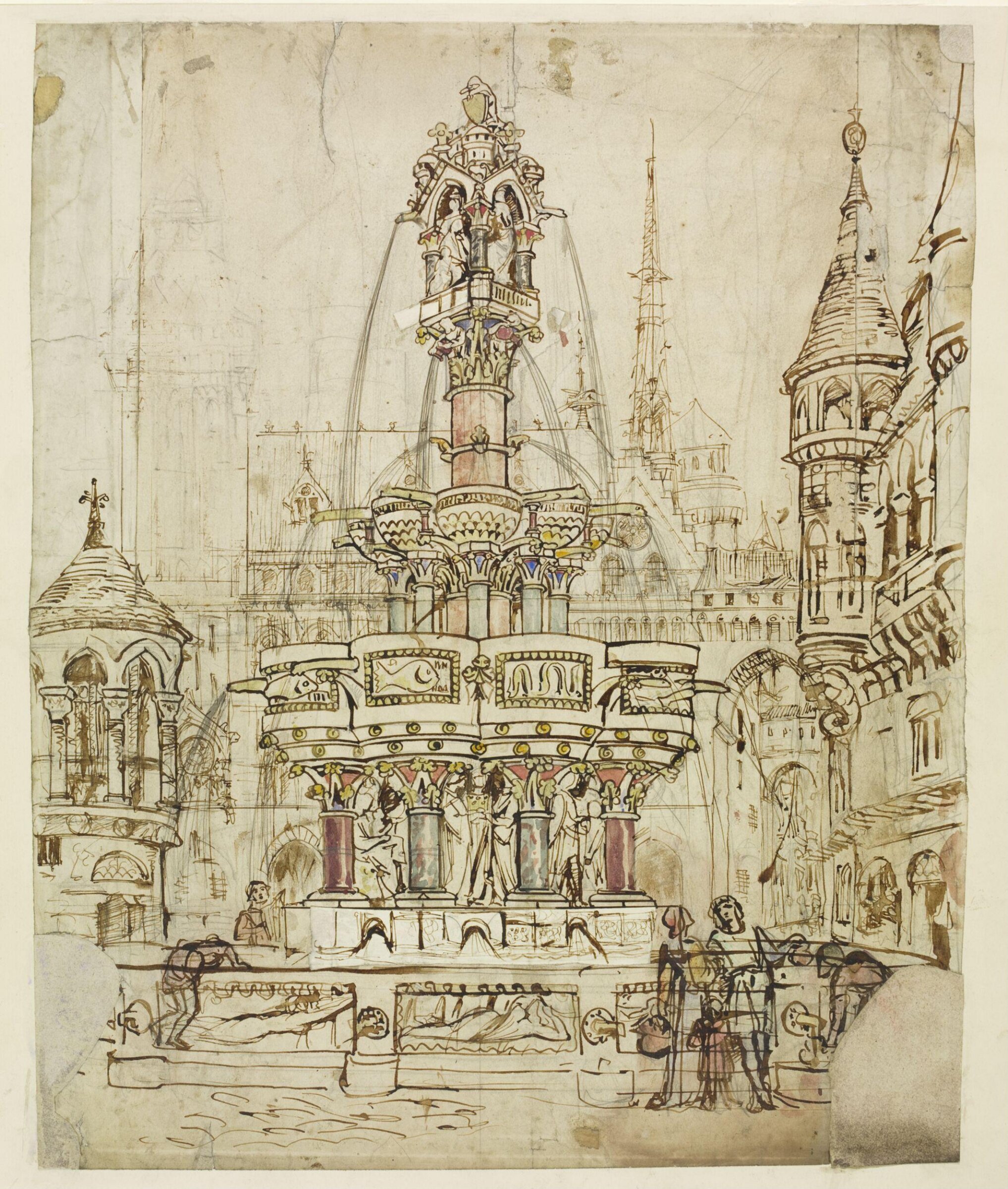 Sketch for a Fountain for the City of Gloucester, William Burges, ca. 1858