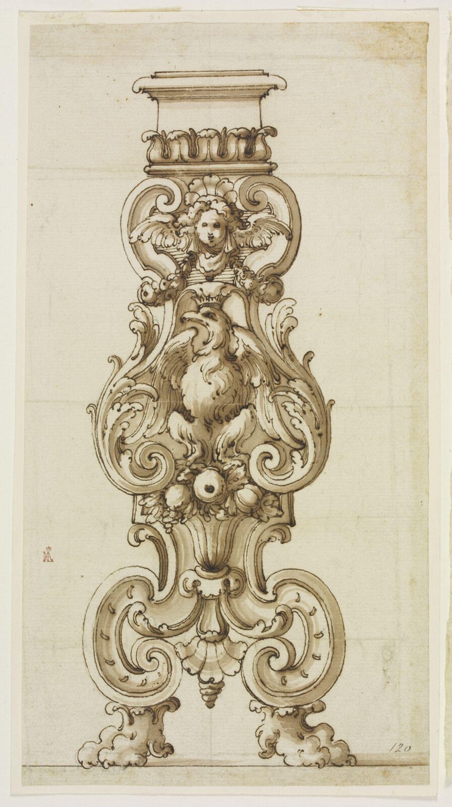Design for pedestal or torchère, early 17th century