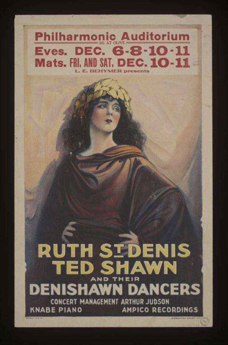 Poster advertising Ruth St. Denis with Ted Shawn and the Denishawn Dancers, 1926 image