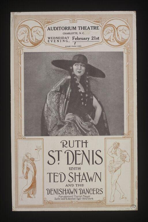 Poster advertising Ruth St. Denis with Ted Shawn and the Denishawn Dancers by Unknown