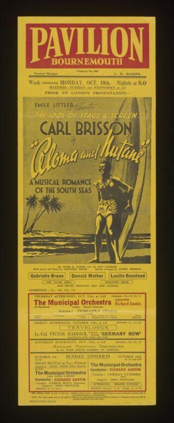 Poster advertising Carl Brisson in<i> Aloma and Nutane</i>