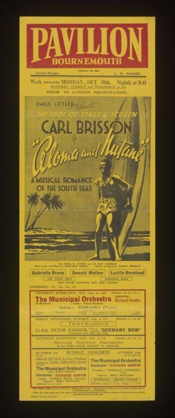 Poster advertising Carl Brisson in<i> Aloma and Nutane</i>