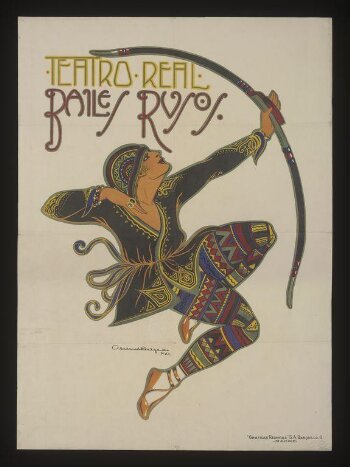 Poster advertising Serge Diaghilev's Ballets Russes season at the Teatro Real, Madrid, 1921