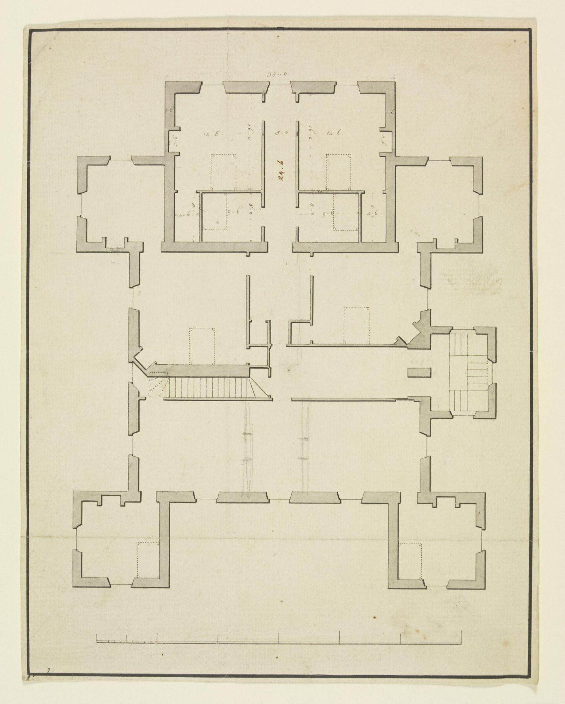 Plan of the Chamber floor, Combe Bank, Roger Morris, ca.1725-1730