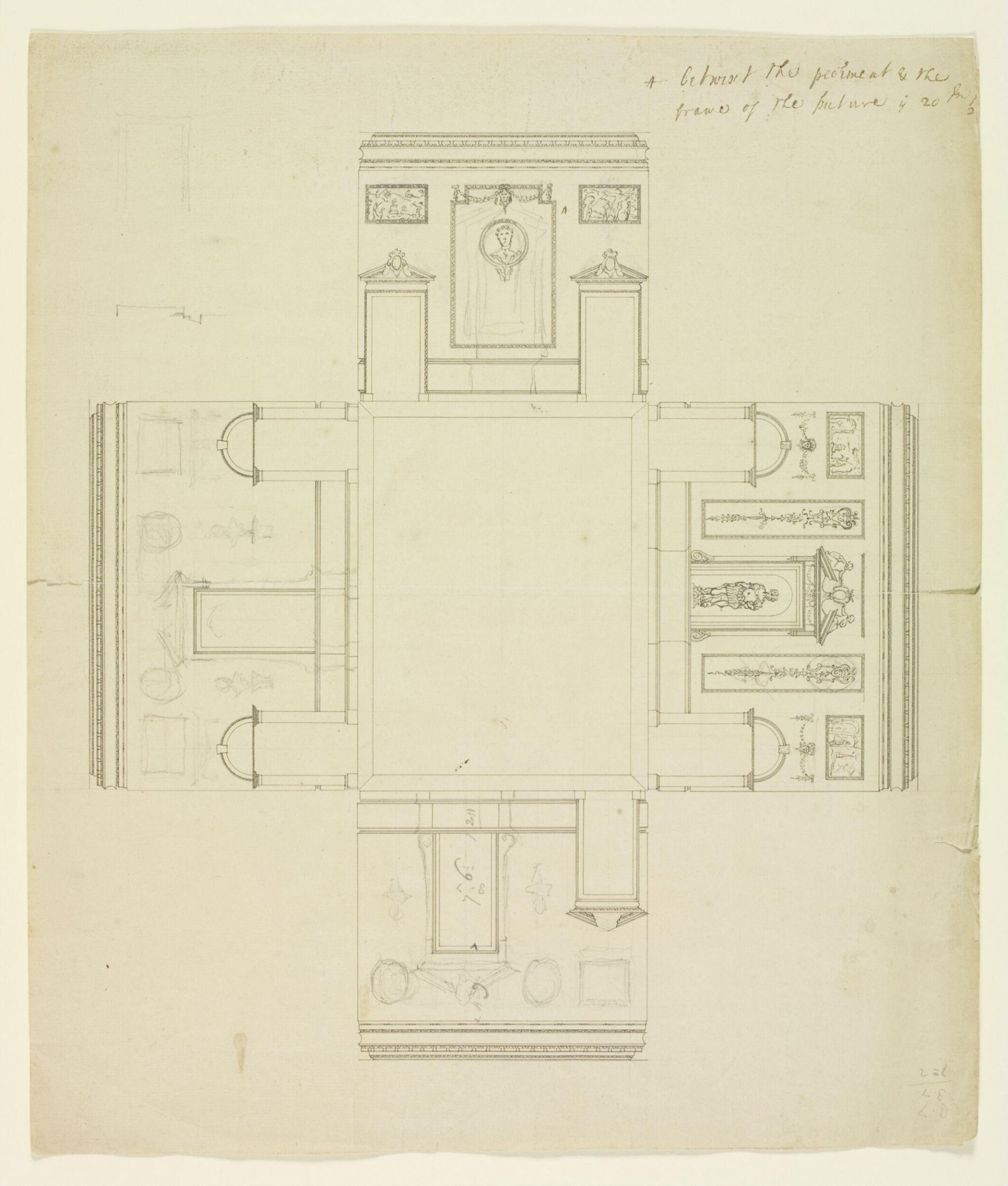 Elevations of the interior walls of the Hall, Combe Bank., Roger Morris, ca.1725-1730
