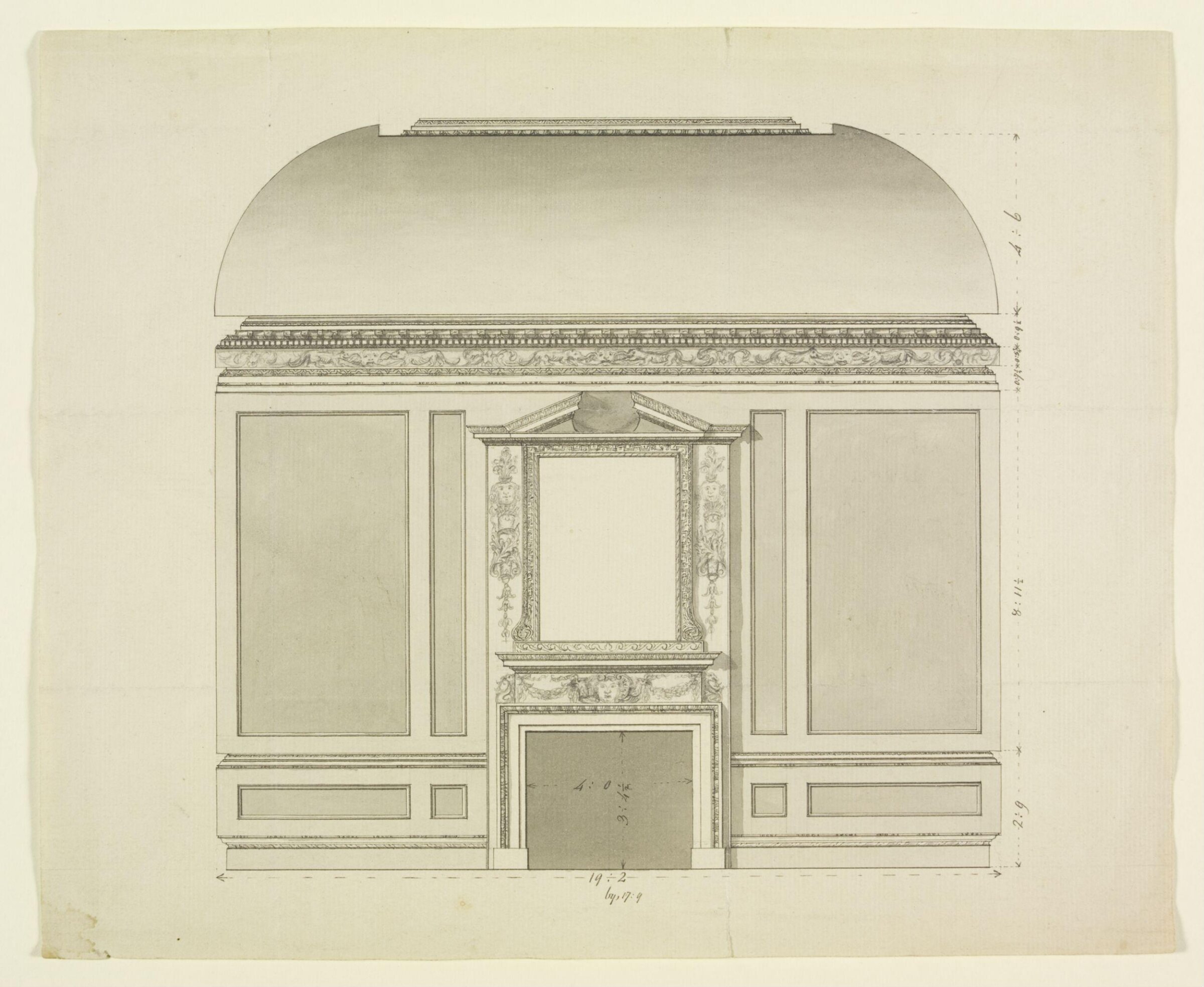 Elevation of the Parlour chimney-piece, Combe Bank, Roger Morris, ca.1725-1730