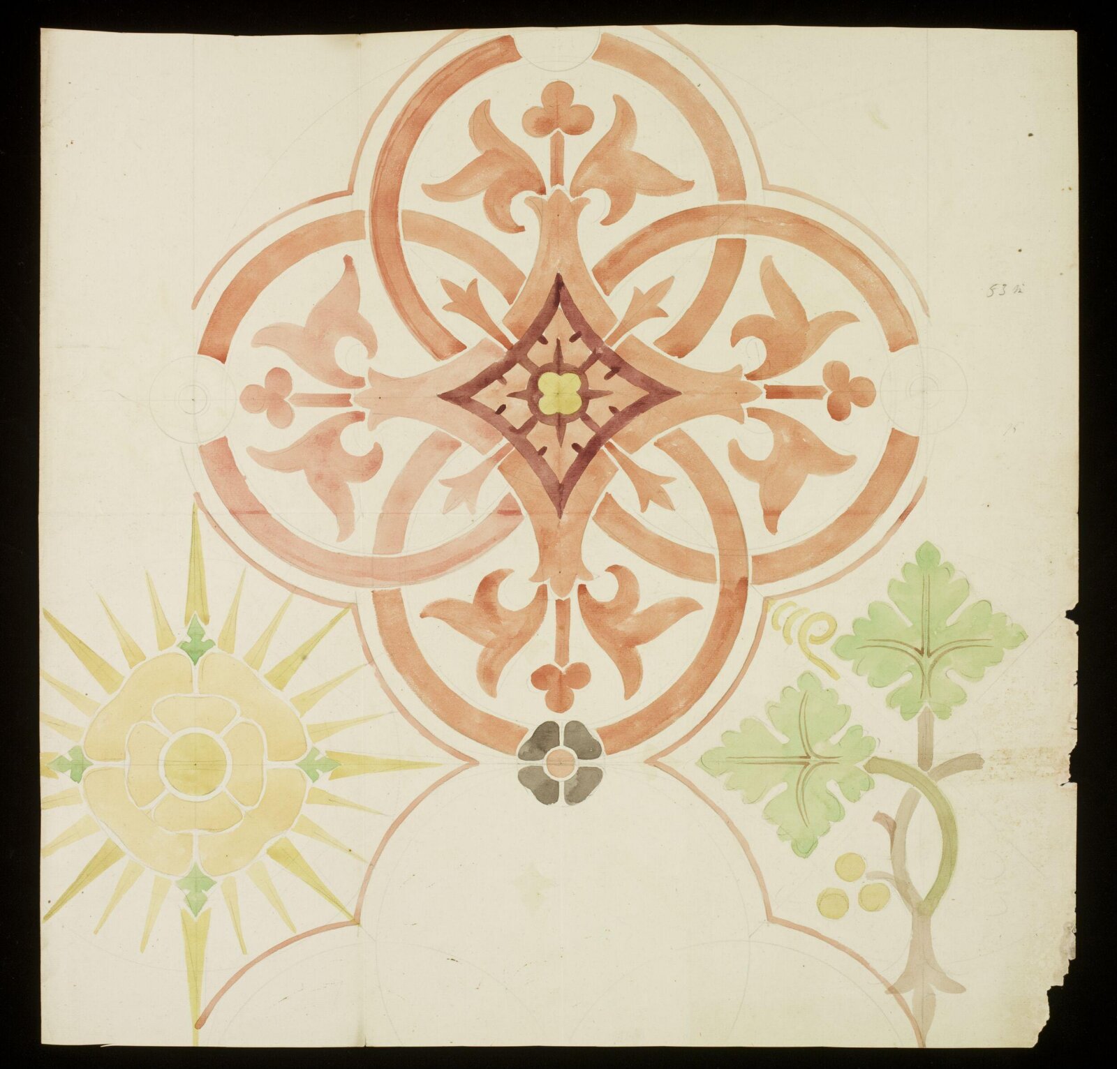 Design for wallpaper, A.W.N. Pugin, ca.1851