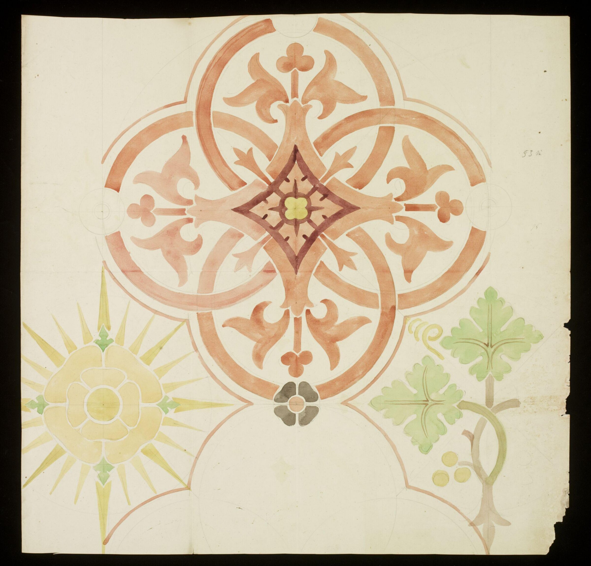 Design for wallpaper, A.W.N. Pugin, ca.1851