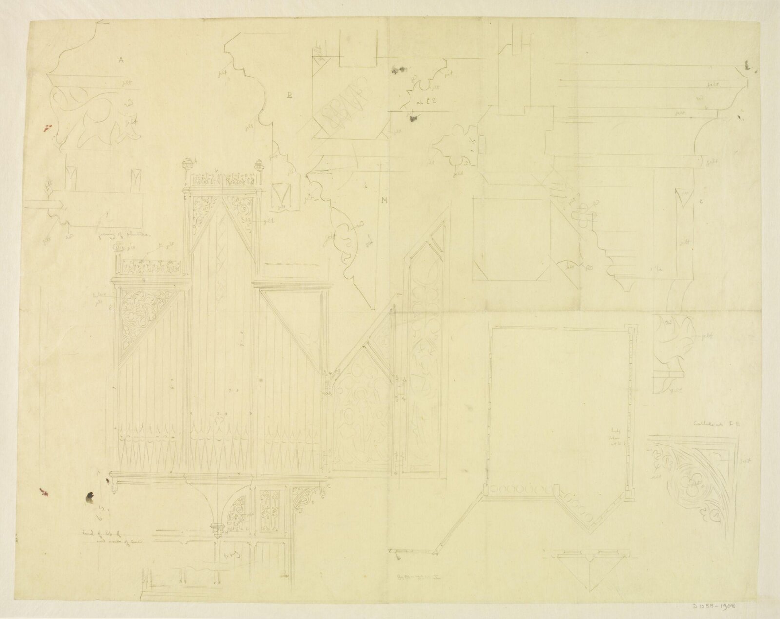 Drawing, A.W.N. Pugin, 1849