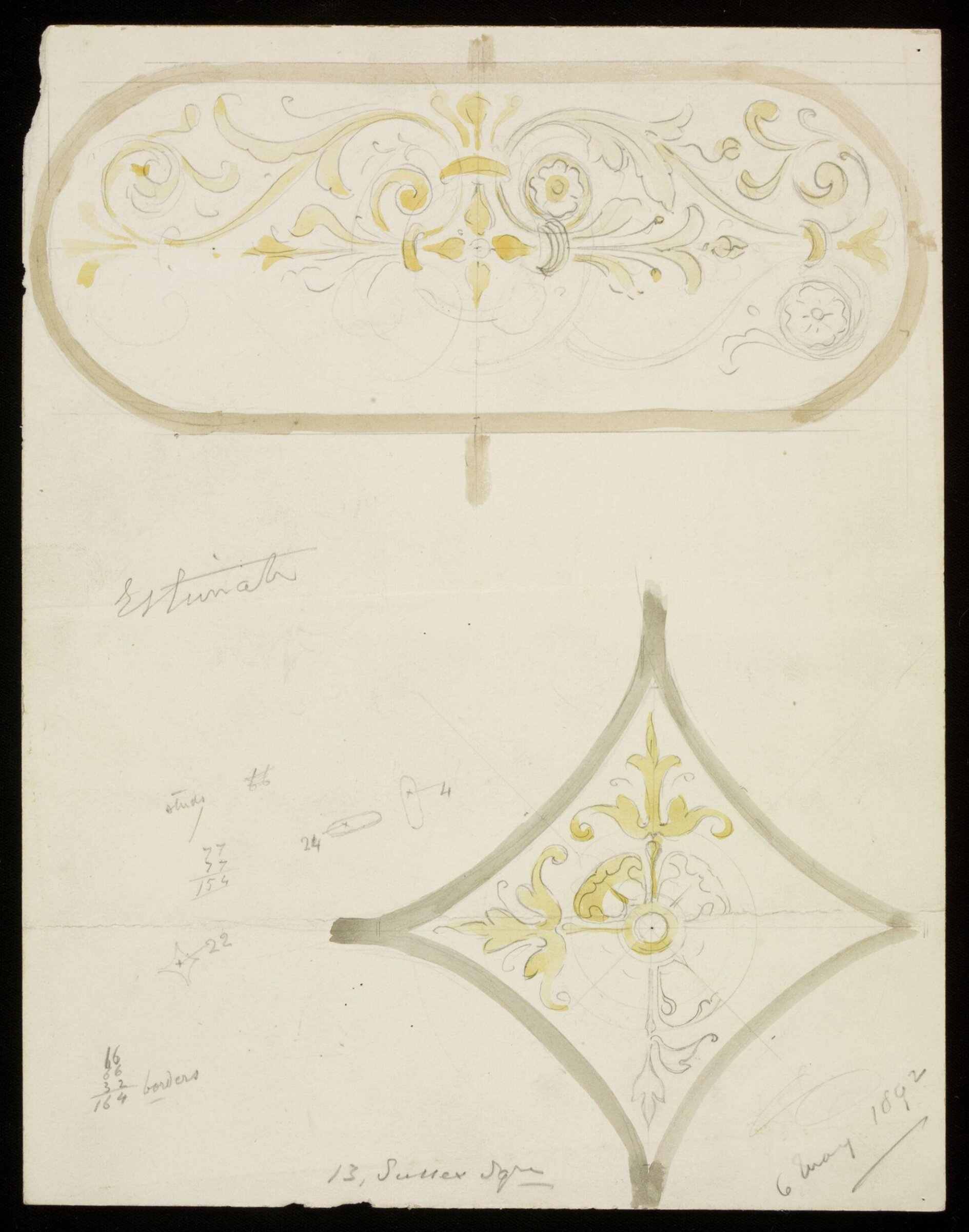 Design by J D Crace for 13 Sussex Square, J.D. Crace, 6 May 1892