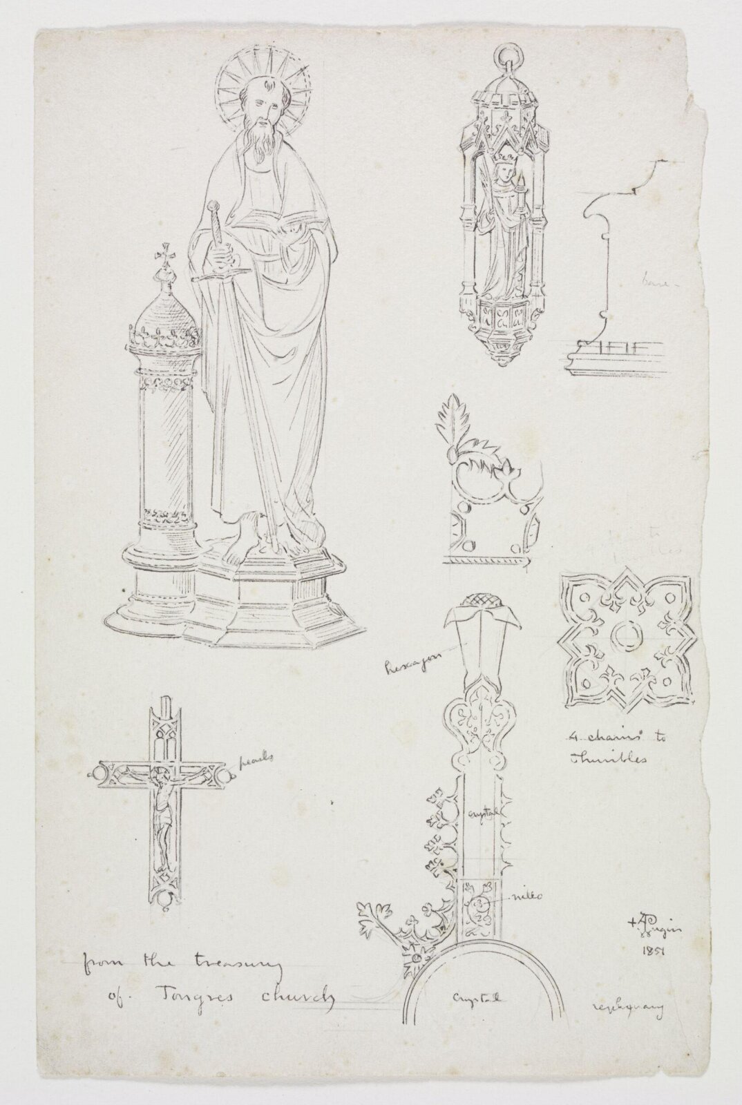 Drawing, A.W.N. Pugin, c. 1851