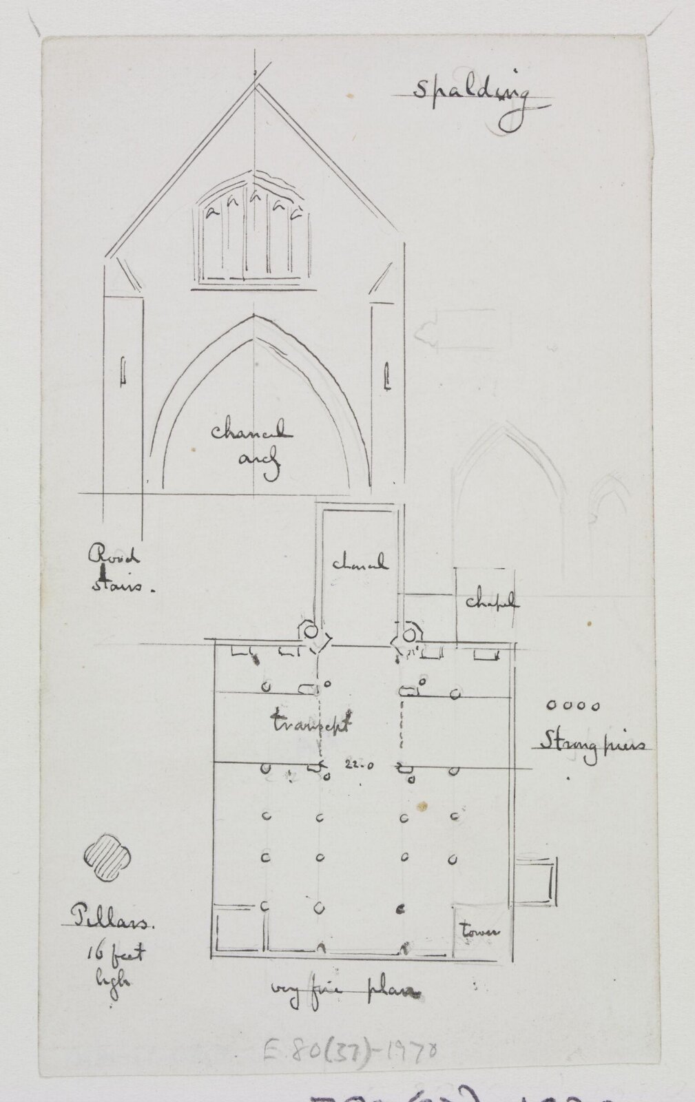 Topographical drawing, A.W.N. Pugin, 1840-52