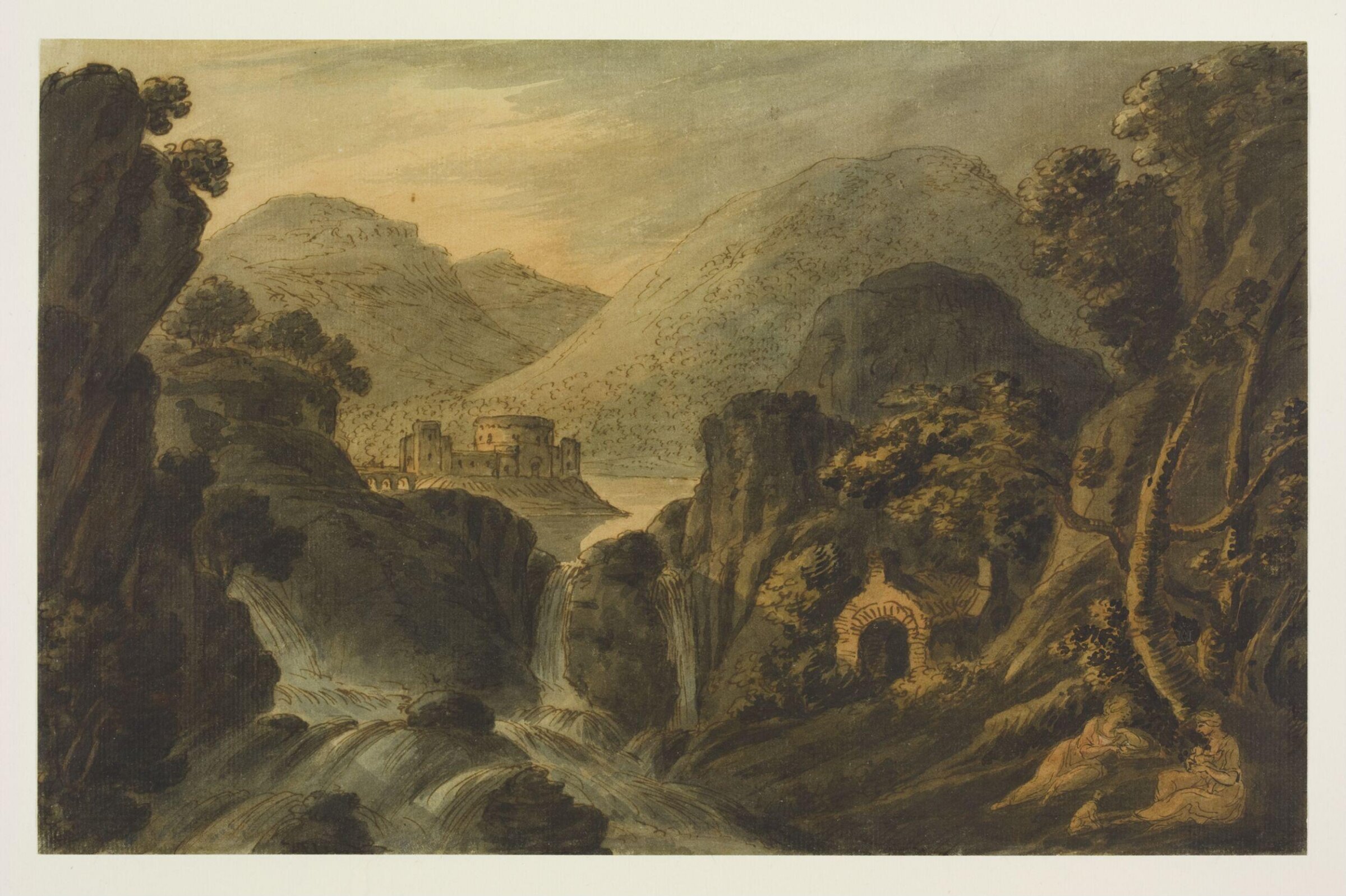 Classical landscape with cascade, Robert Adam, ca. 1745-80