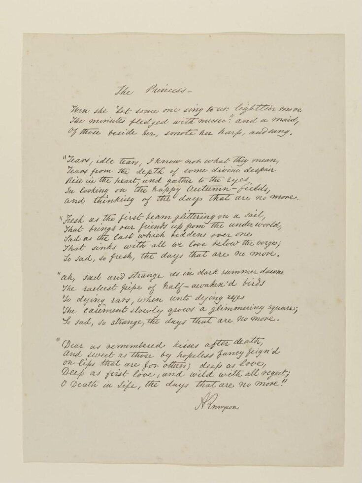 Text of poem 'The Princess' from 'Illustrations to Tennyson's Idylls of ...