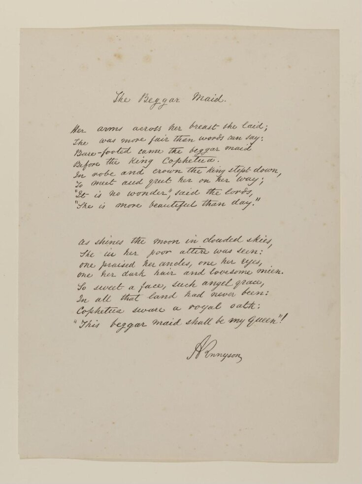Text of poem 'The Beggar Maid' from 'Illustrations to Tennyson's Idylls of the King and Other Poems', vol. 2 image