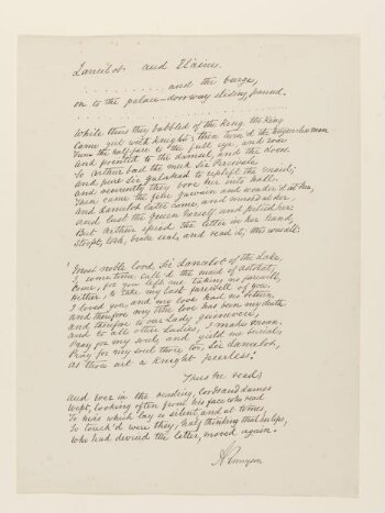 Text of poem 'Lancelot and Elaine' from 'Illustrations to Tennyson's Idylls of the King and Other Poems', vol. 2