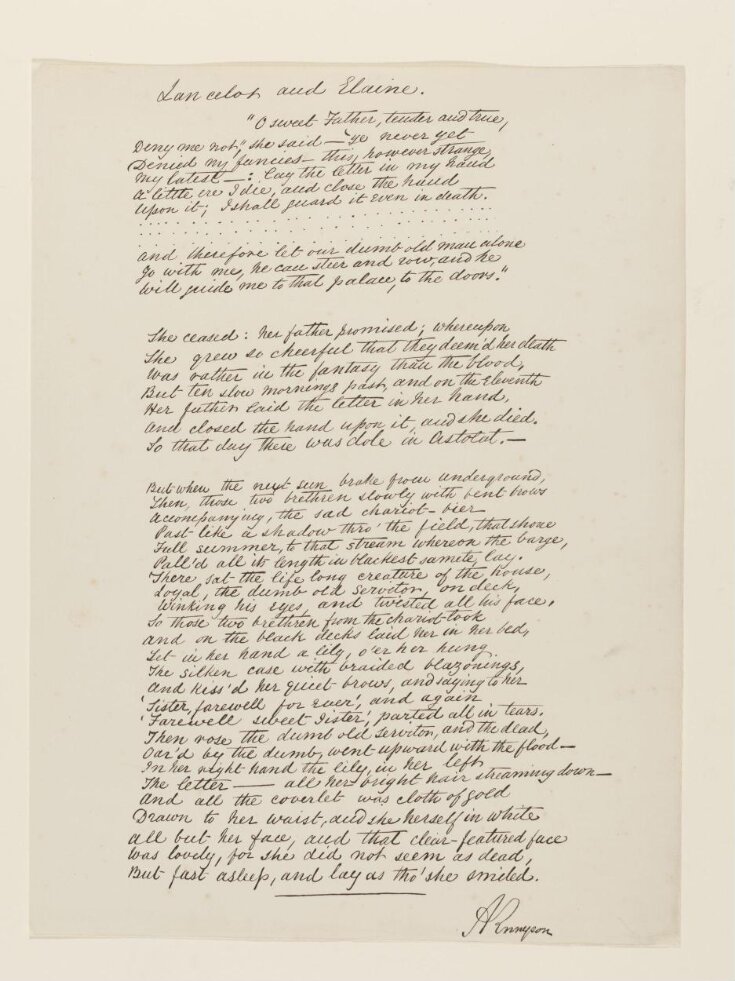 Text of poem 'Lancelot and Elaine' from 'Illustrations to Tennyson's Idylls of the King and Other Poems', vol. 2 top image
