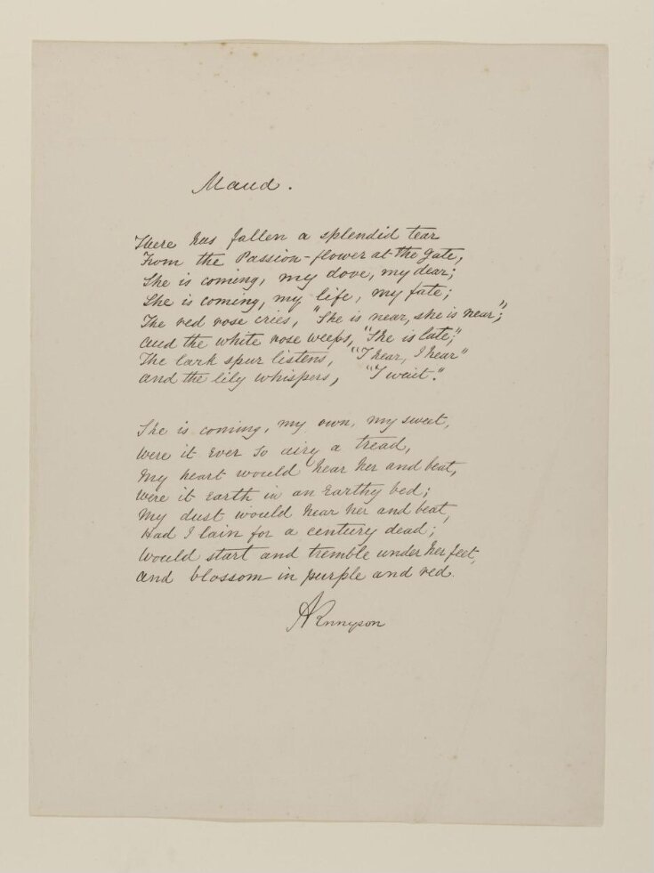 Text of poem 'Maud' from 'Illustrations to Tennyson's Idylls of the King and Other Poems', vol. 2 top image