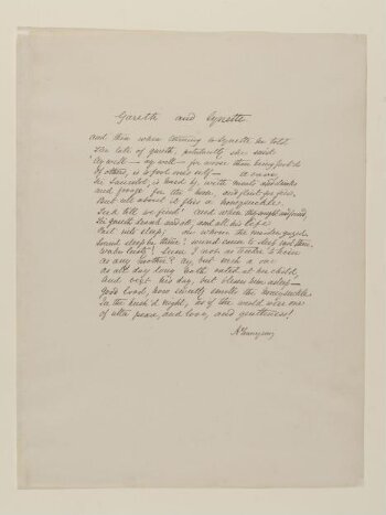 Text of poem 'Gareth and Lynette' from 'Illustrations to Tennyson's Idylls of the King and Other Poems', vol. 1