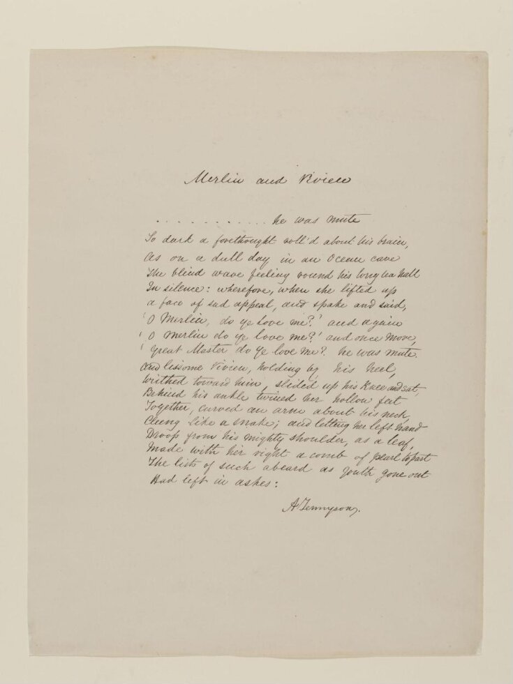 Text of poem 'Merlin and Vivien' from 'Illustrations to Tennyson's Idylls of the King and Other Poems', vol. 1 top image