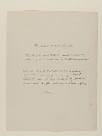 Text of poem 'Merlin and Vivien' from 'Illustrations to Tennyson's Idylls of the King and Other Poems', vol. 1