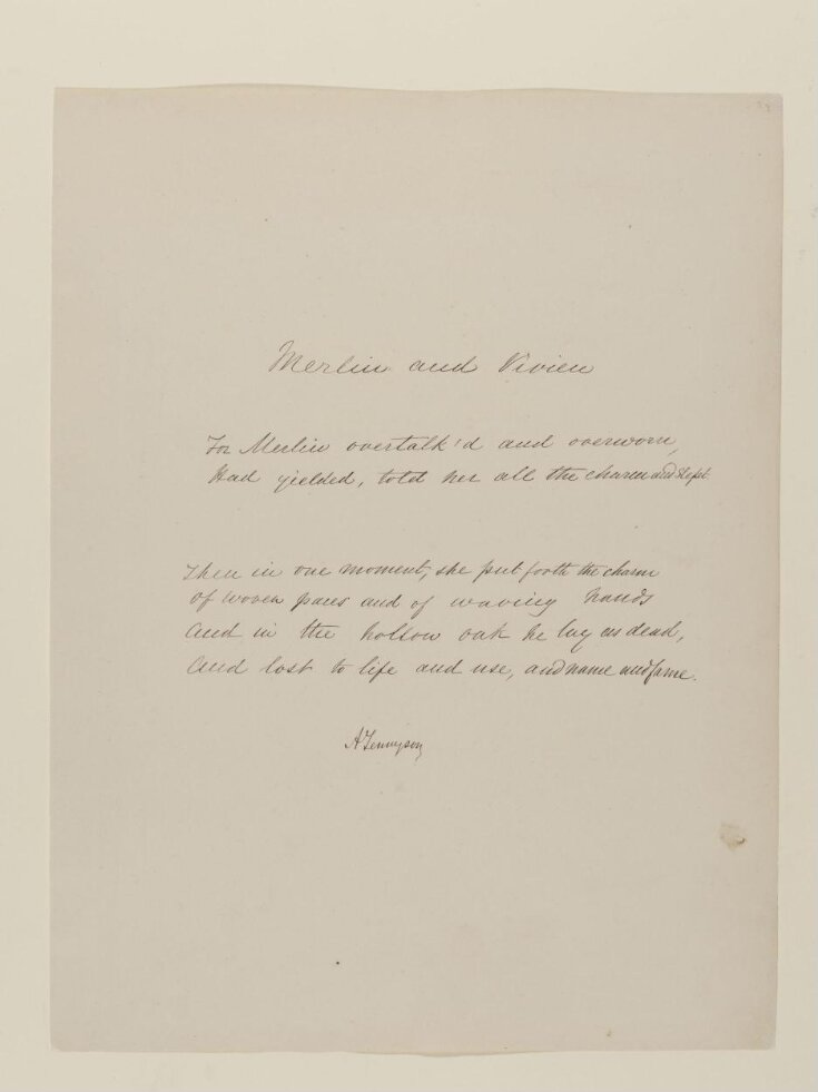 Text of poem 'Merlin and Vivien' from 'Illustrations to Tennyson's Idylls of the King and Other Poems', vol. 1 top image