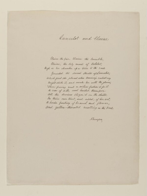Text of poem 'Lancelot and Elaine' from 'Illustrations to Tennyson's Idylls of the King and ...