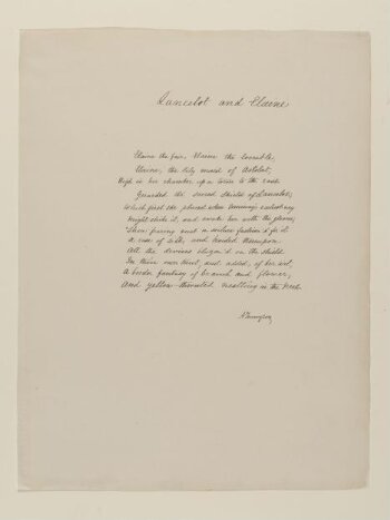 Text of poem 'Lancelot and Elaine' from 'Illustrations to Tennyson's Idylls of the King and Other Poems', vol. 1