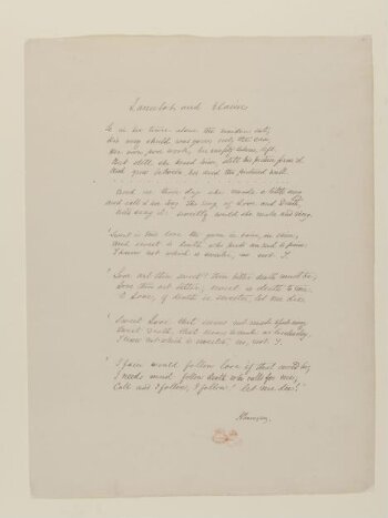 Text of poem 'Lancelot and Elaine' from 'Illustrations to Tennyson's Idylls of the King and Other Poems', vol. 1