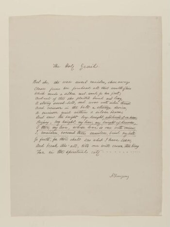 Text of poem 'The Holy Grail' from 'Illustrations to Tennyson's Idylls of the King and Other Poems', vol. 1