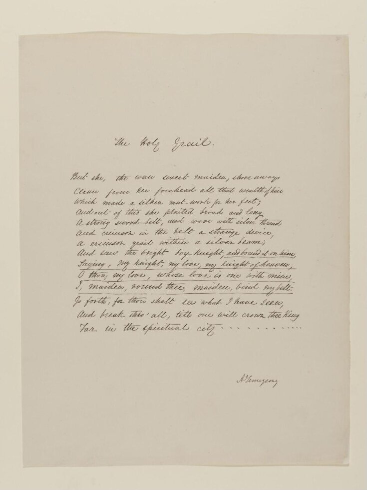 Text of poem 'The Holy Grail' from 'Illustrations to Tennyson's Idylls of the King and Other Poems', vol. 1 image