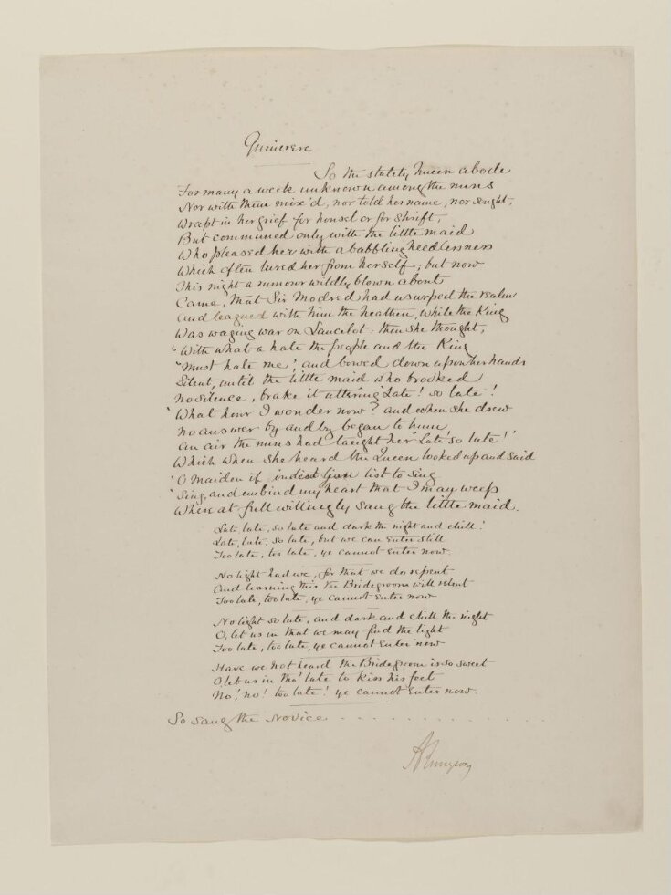 Text of poem 'Guinevere' from 'Illustrations to Tennyson's Idylls of the King and Other Poems', vol. 1 image