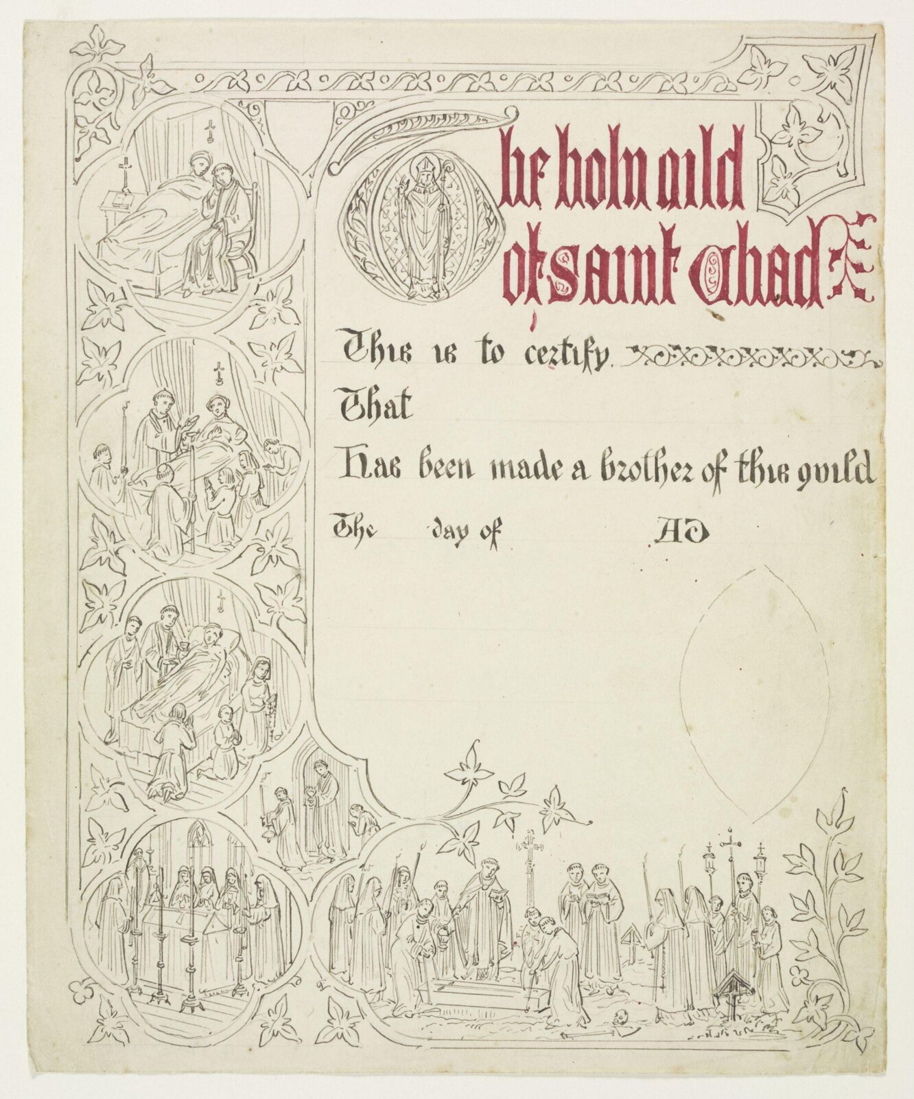 Drawing, A.W.N. Pugin, 1840-52
