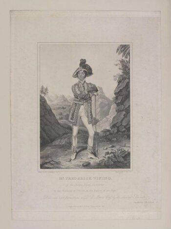 "Mr. Frederick Vining/Of the Theatre Royal Haymarket/in the Character of Felix, in Hunter of the Alps/ Dedicated with permission to D.E. Morris Esqr. by his obedient servant"