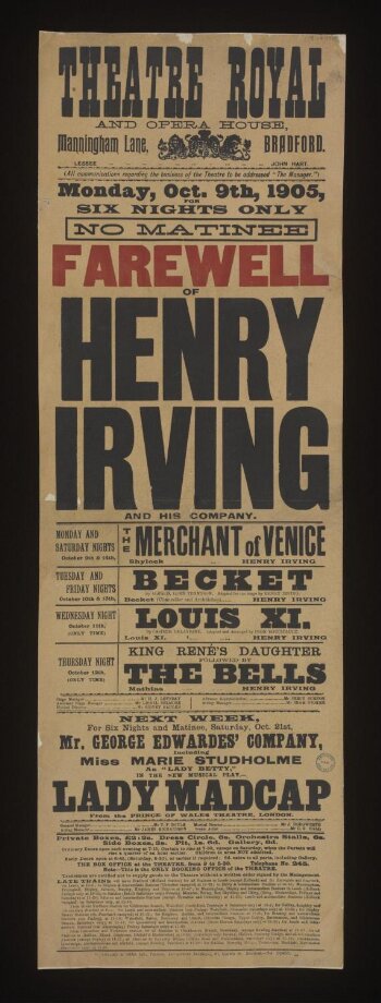 Henry Irving's final performances