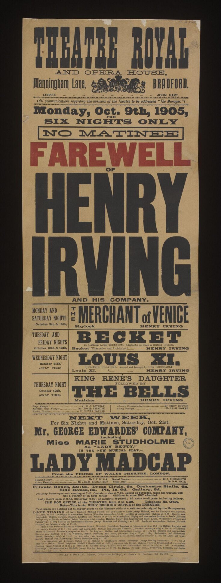 Henry Irving's final performances top image