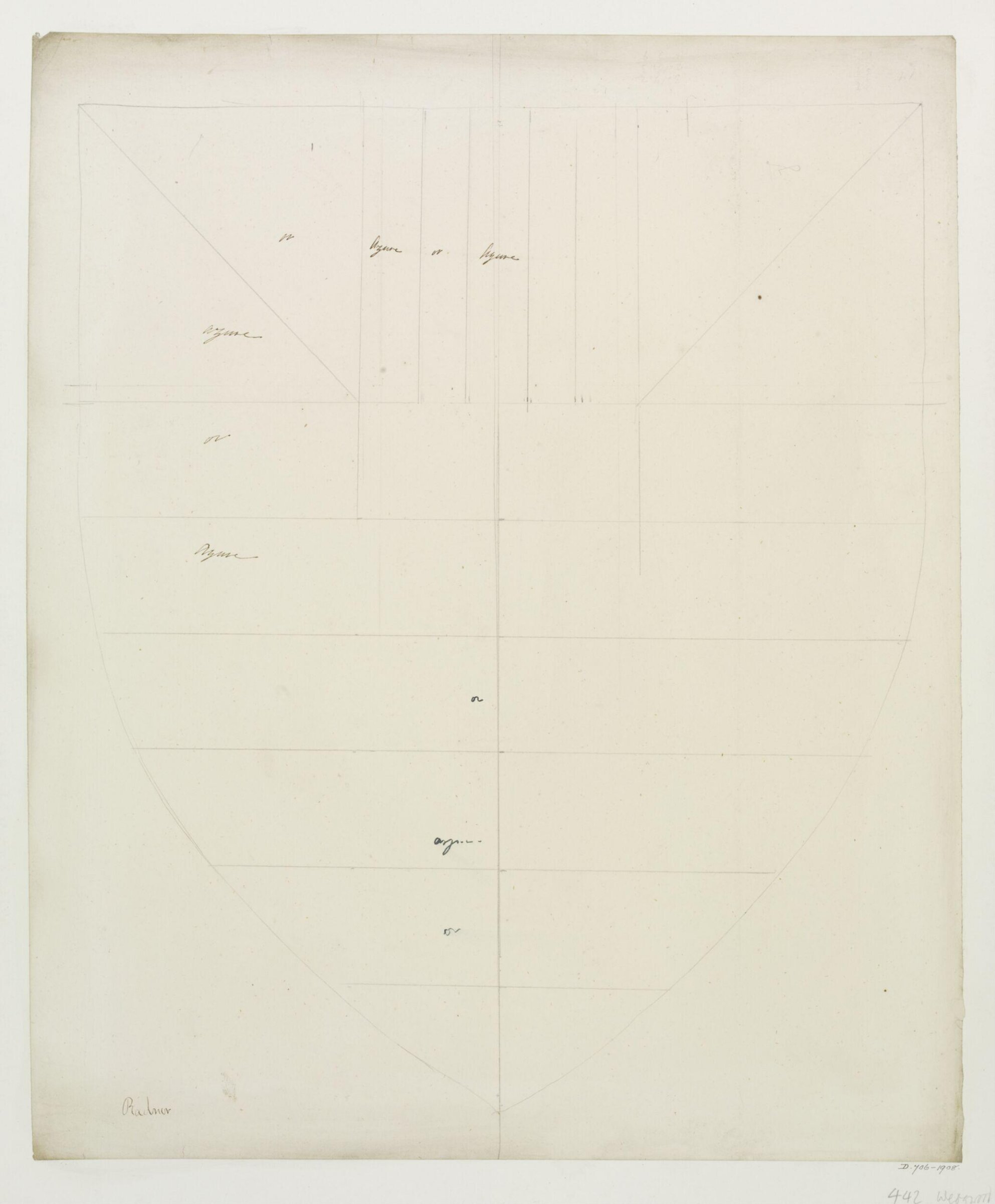 Design for the arms of Radnor, A.W.N. Pugin, c. late 1840s