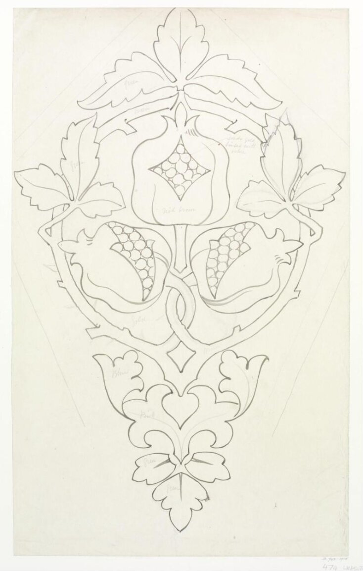 Design for decorative panel with fruit motifs. top image