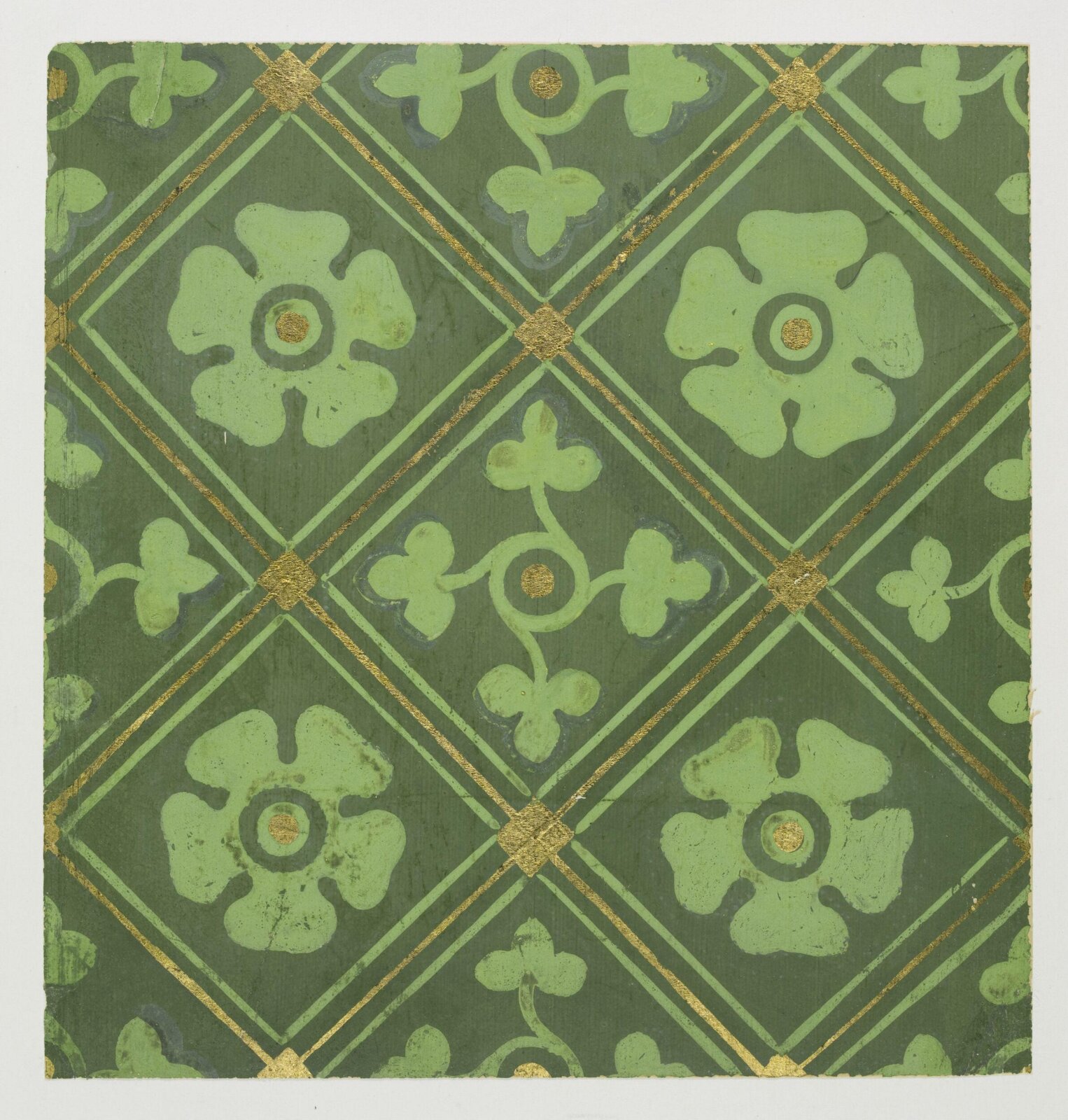 Textile design for small repeating diaper pattern, A.W.N. Pugin, ca.1847