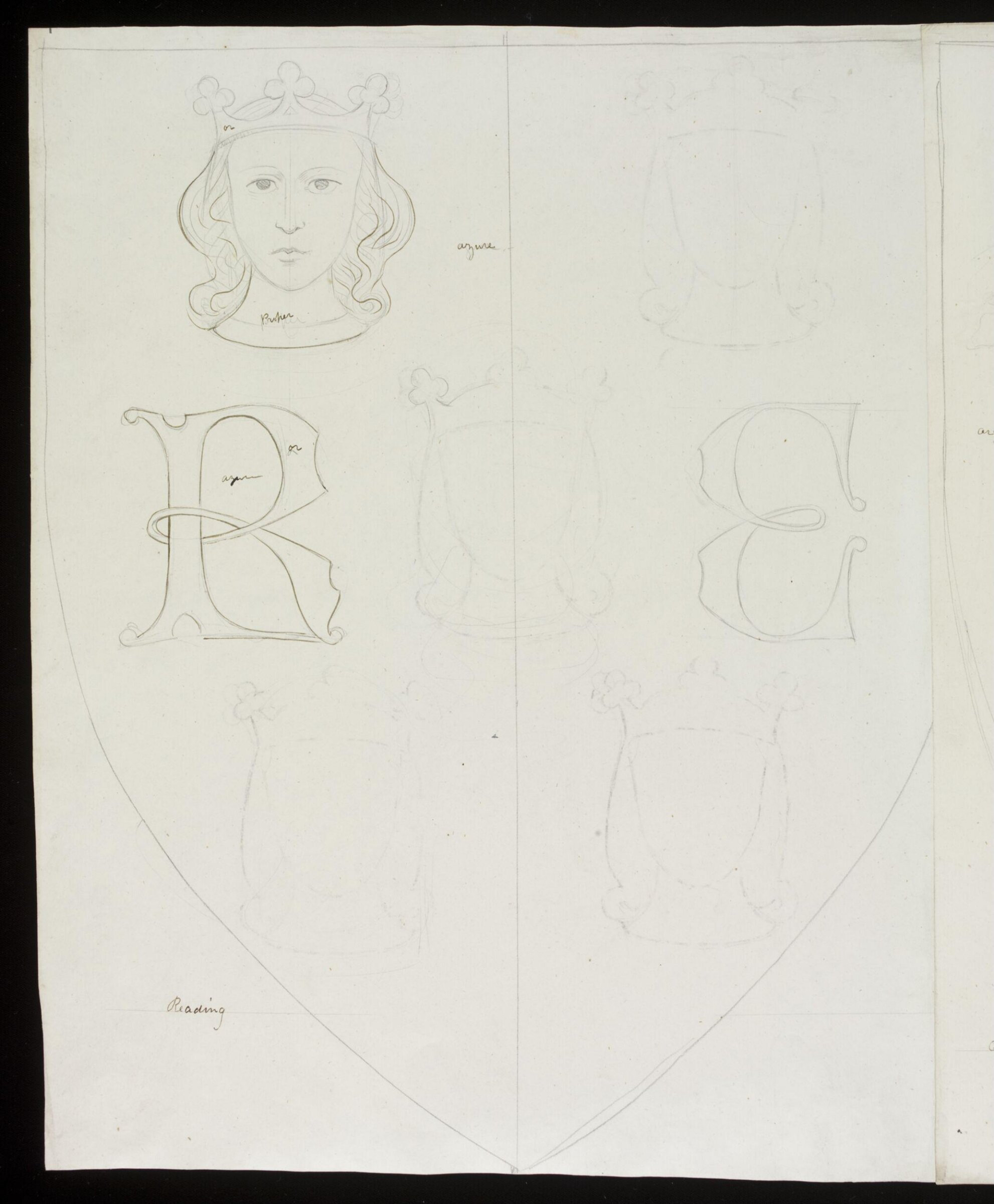 Design for the arms of Reading, A.W.N. Pugin, c. late 1840s