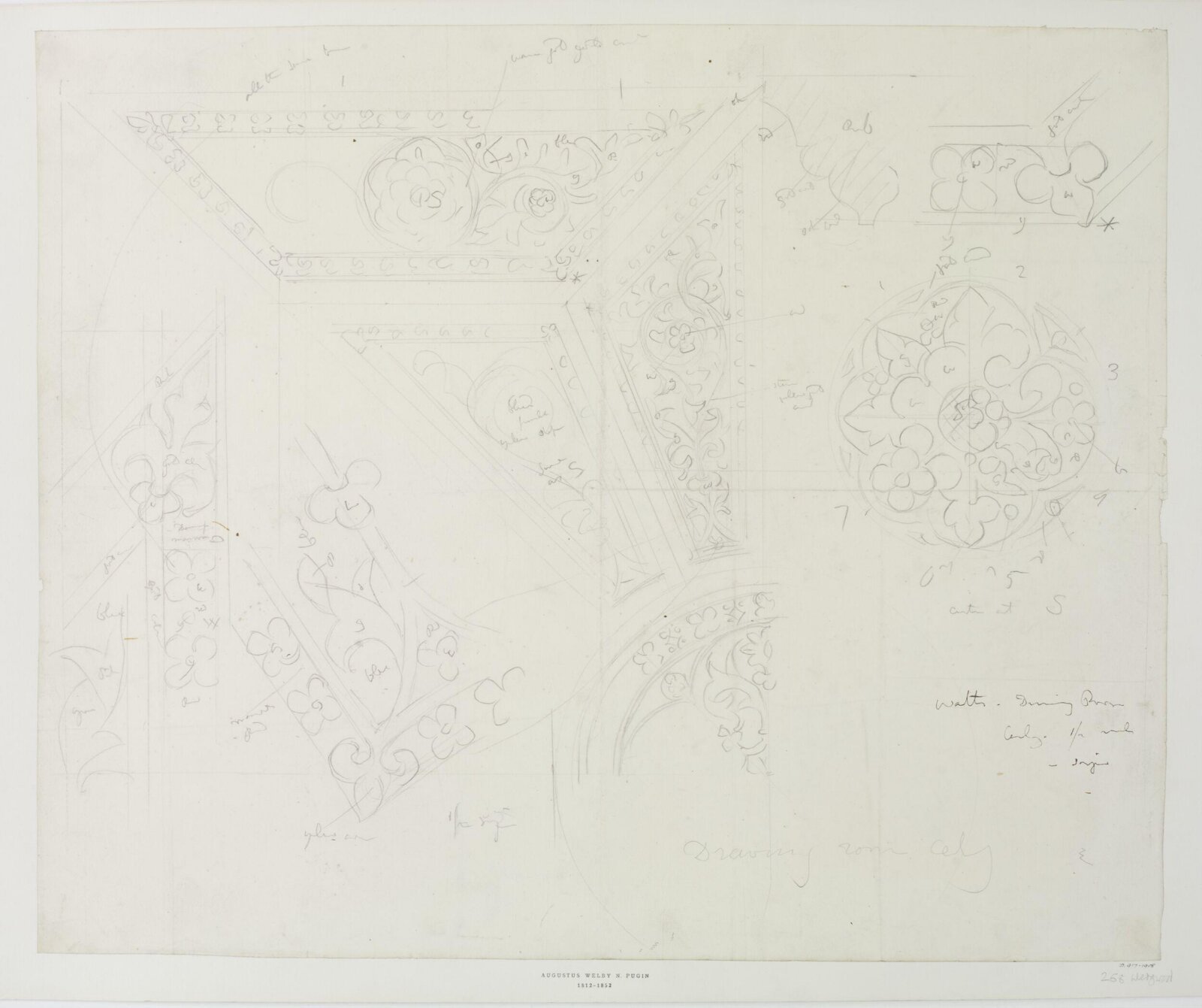 Drawing, A.W.N. Pugin, 1852