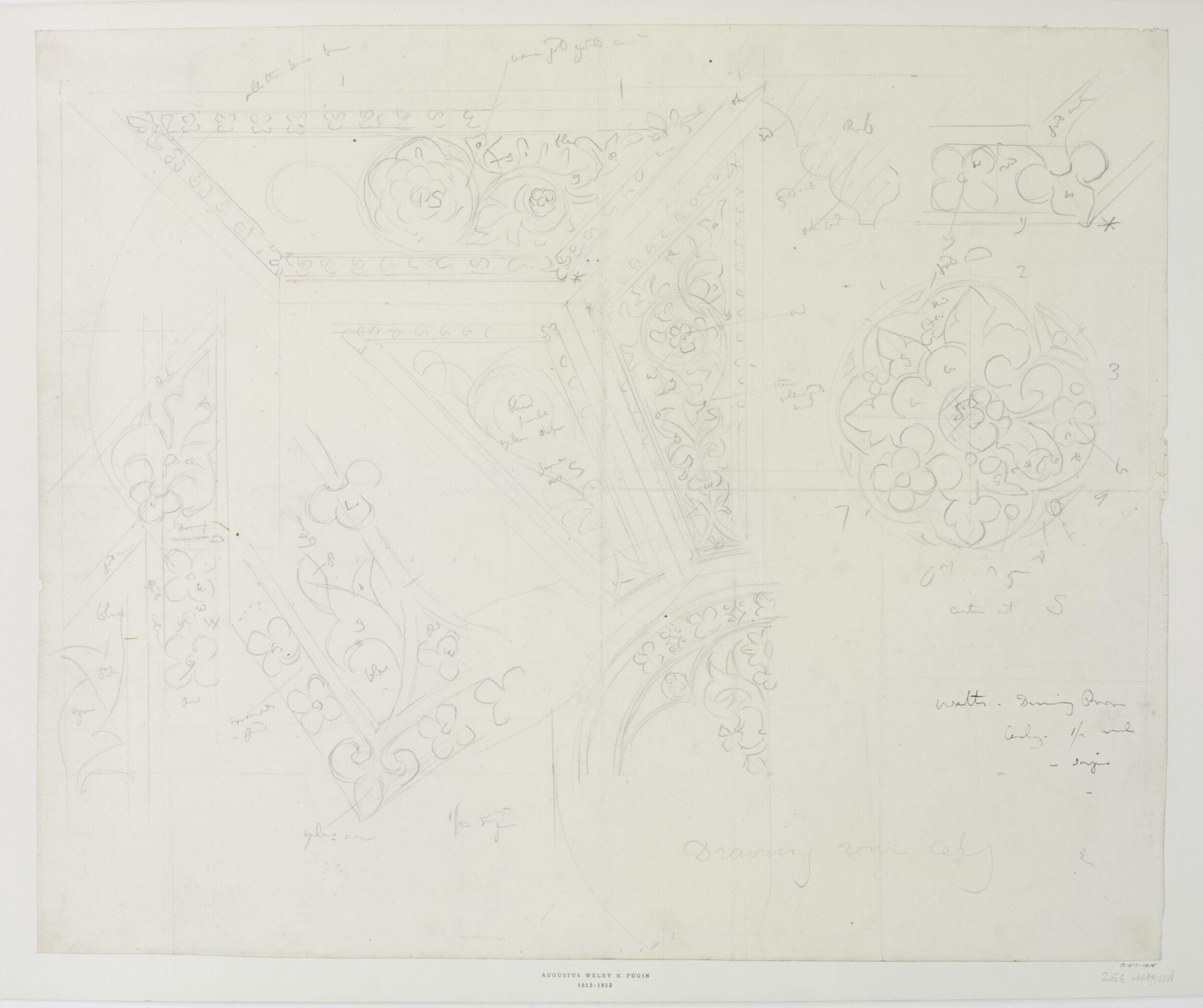 Drawing, A.W.N. Pugin, 1852