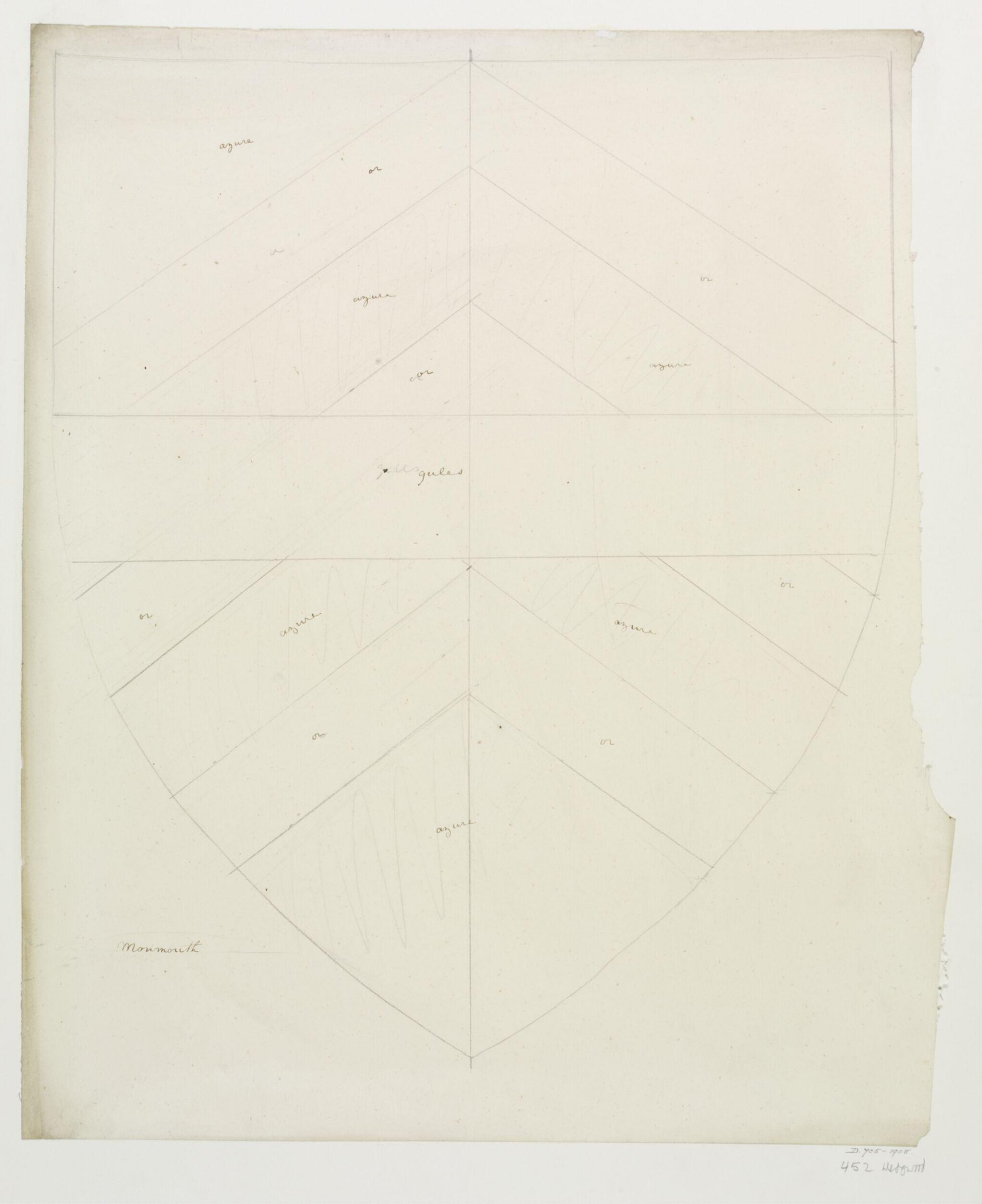 Design for the arms of Monmouth, A.W.N. Pugin, c. late 1840s