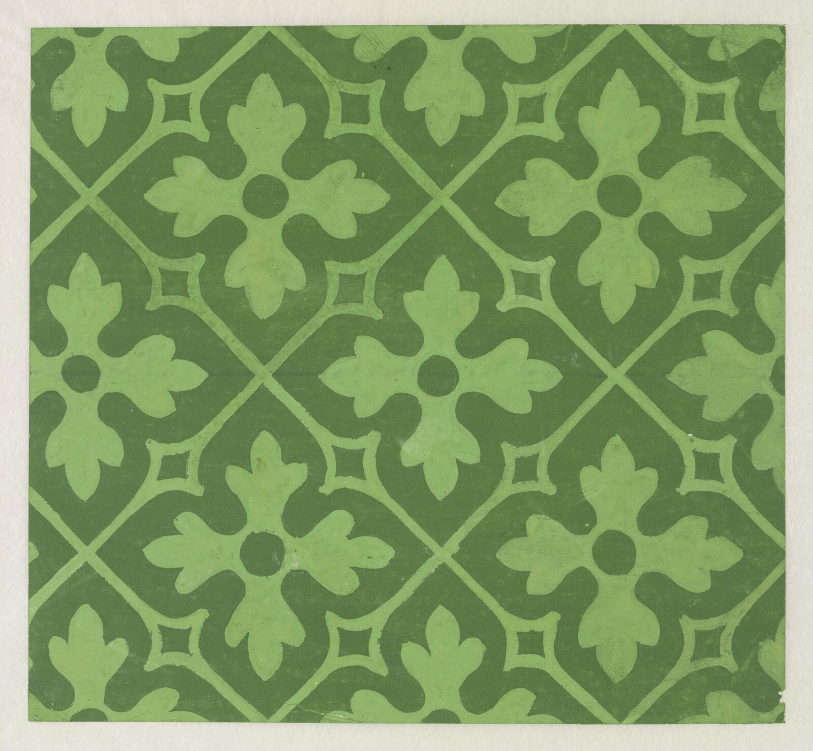 Textile design for small repeating diaper pattern, A.W.N. Pugin, ca.1847