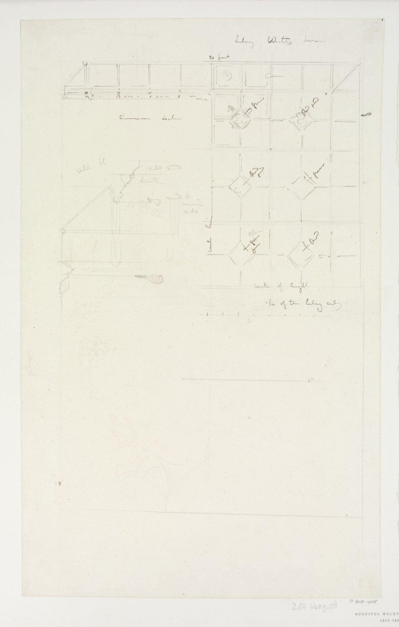 Drawing, A.W.N. Pugin, 1852