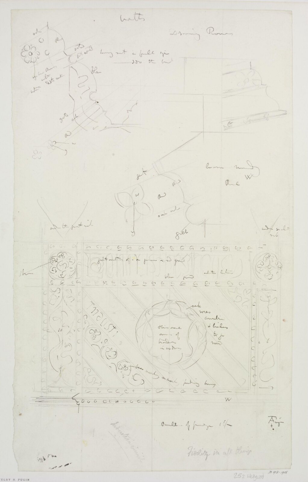 Drawing, A.W.N. Pugin, 1852