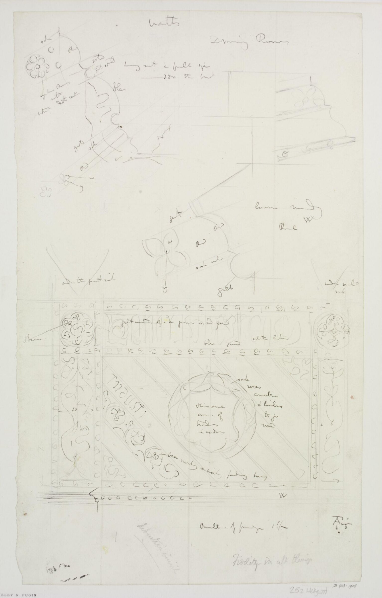 Drawing, A.W.N. Pugin, 1852