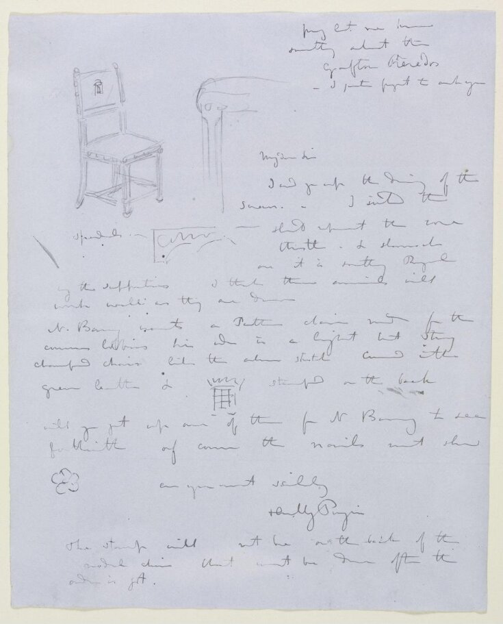 Sketch designs for the standard chair for the House of Common contained within a letter to J.G. Crace top image
